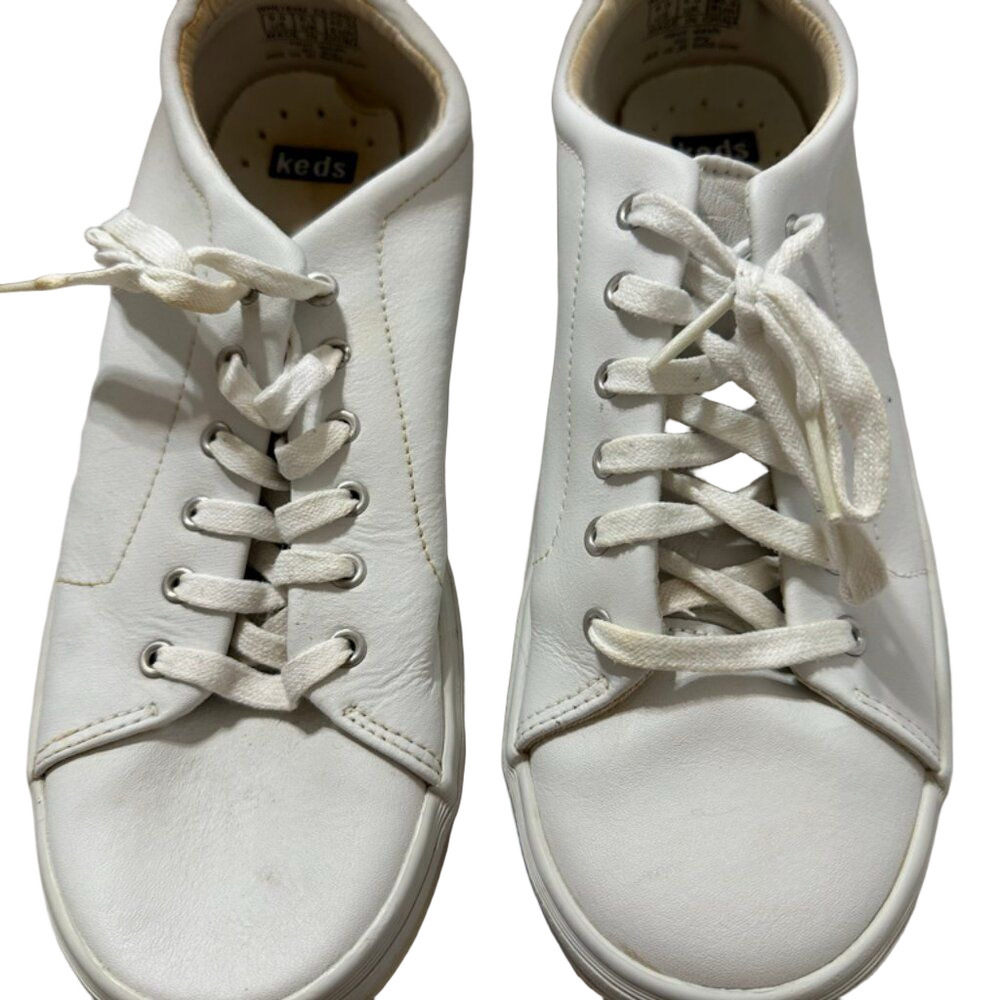 Keds Womens White Leather Lace Up Low Top Casual Nurse Sneakers Size 9